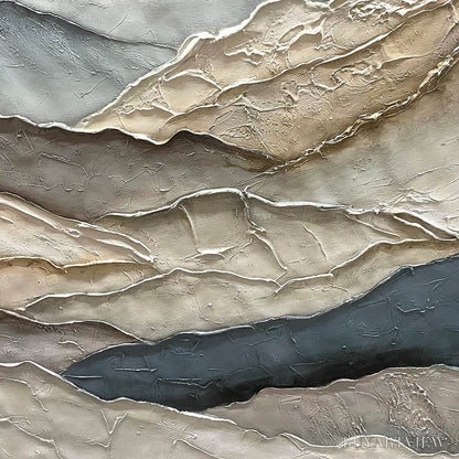 BUYARTVIEW Whispering Ridges – Textured Wabi Sabi Mountain Landscape Painting - image 3