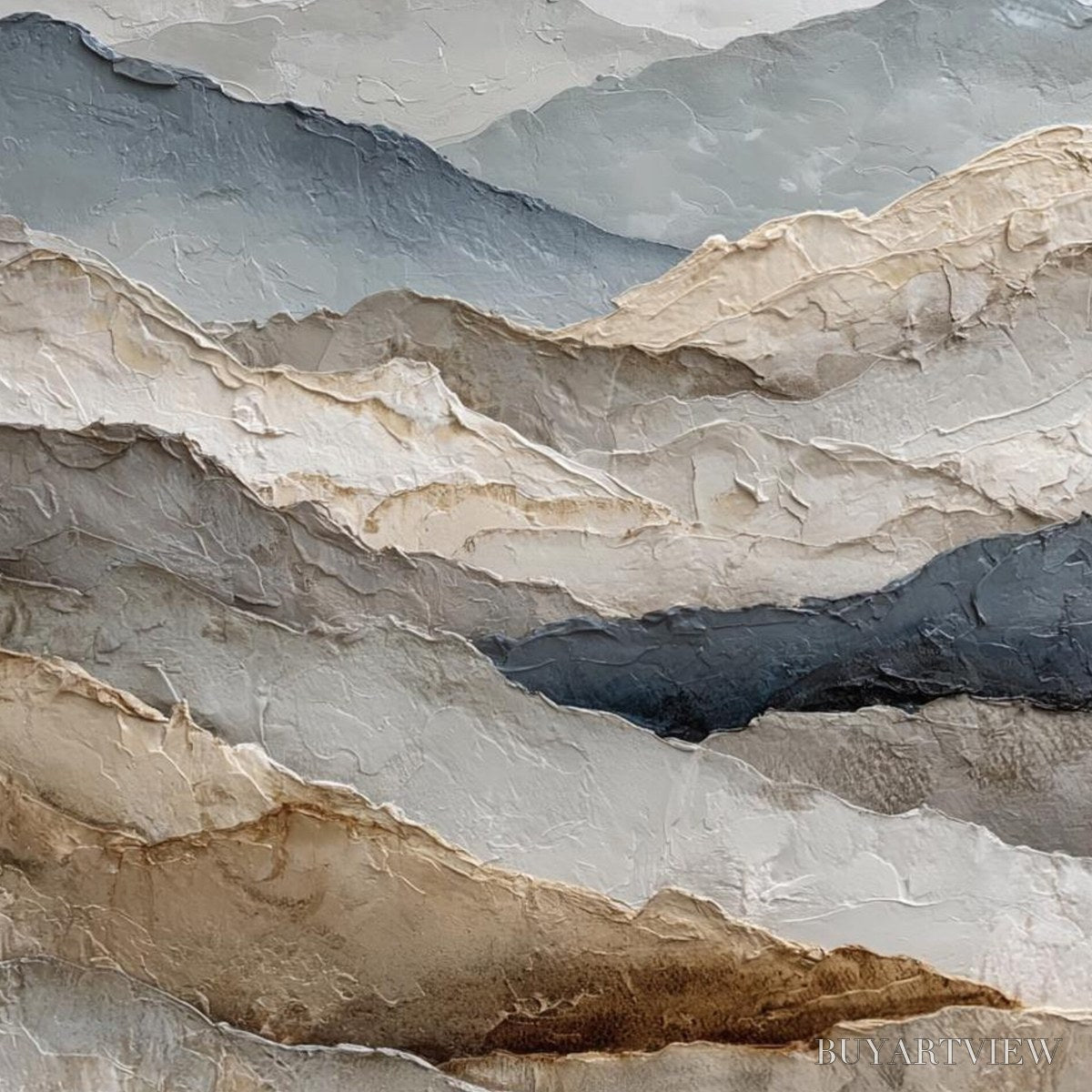 BUYARTVIEW Whispering Ridges – Textured Wabi Sabi Mountain Landscape Painting - image 4