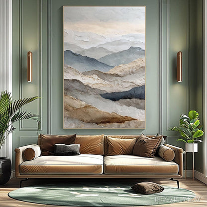 BUYARTVIEW Whispering Ridges – Textured Wabi Sabi Mountain Landscape Painting - image 5