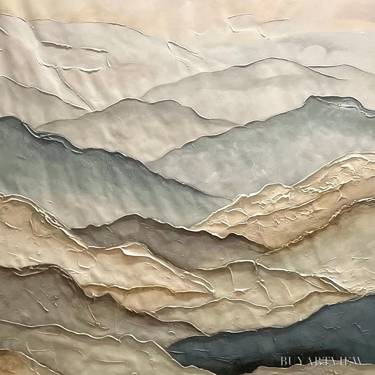 BUYARTVIEW Whispering Ridges – Textured Wabi Sabi Mountain Landscape Painting - image 6