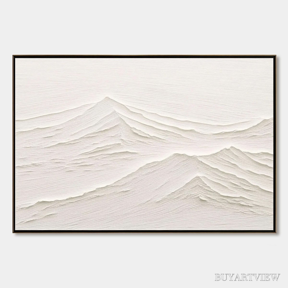 BUYARTVIEW Whispering Peaks – Textured Minimalist White Mountain Painting - image 1