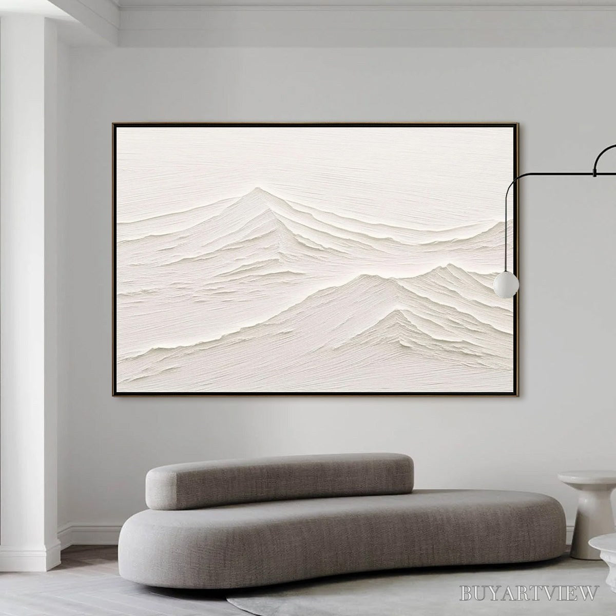 BUYARTVIEW Whispering Peaks – Textured Minimalist White Mountain Painting - image 2