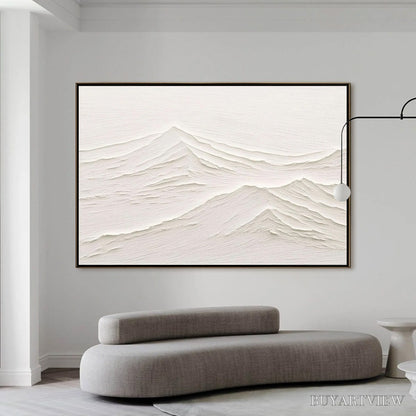 BUYARTVIEW Whispering Peaks – Textured Minimalist White Mountain Painting - image 2