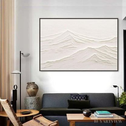 BUYARTVIEW Whispering Peaks – Textured Minimalist White Mountain Painting - image 3
