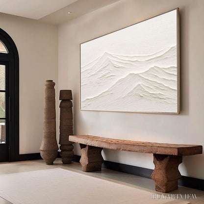 BUYARTVIEW Whispering Peaks – Textured Minimalist White Mountain Painting - image 6