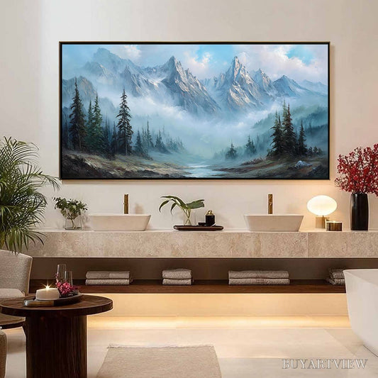 BUYARTVIEW Alpine Whisper – Traditional Mountains and Valley Oil Painting - image 2