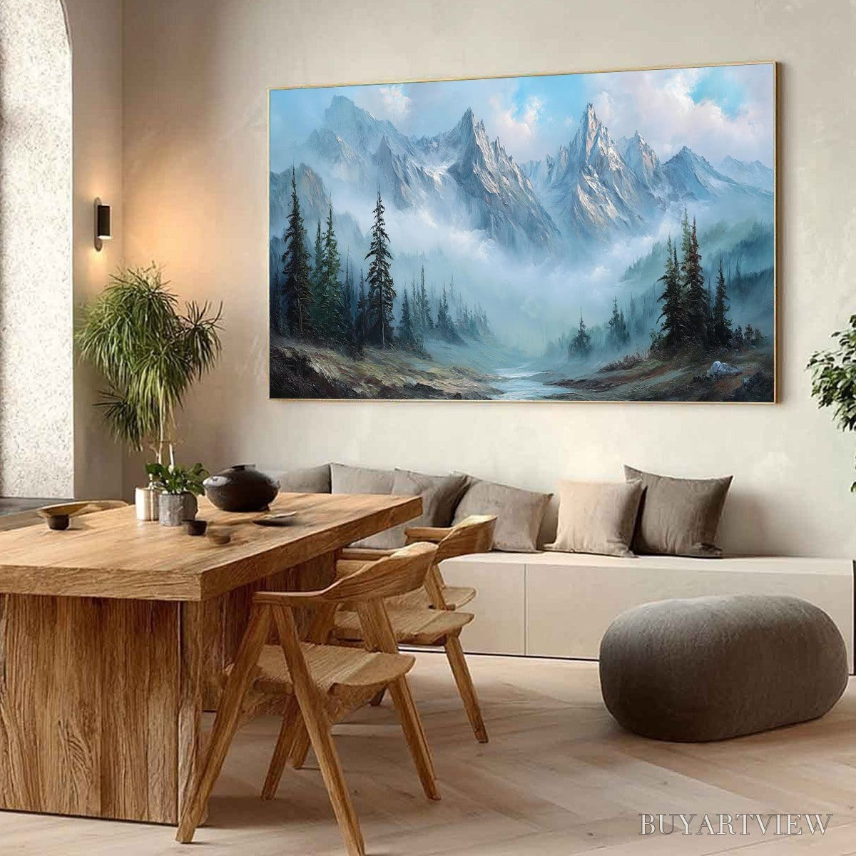 BUYARTVIEW Alpine Whisper – Traditional Mountains and Valley Oil Painting - image 6