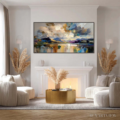 BUYARTVIEW Golden Mirror – Palette Knife Impasto Mountain Lake Painting - image 2