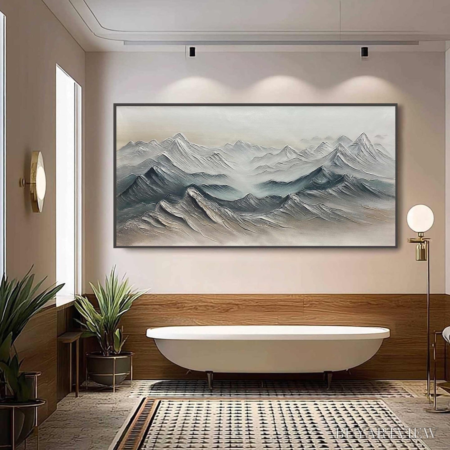 BUYARTVIEW Ready to Ship | Frozen Peaks – Textured Minimalist Mountain Landscape - image 1