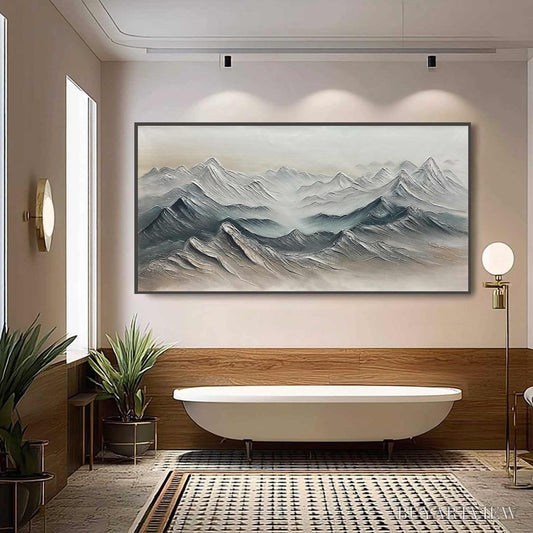 BUYARTVIEW Ready to Ship | Frozen Peaks – Textured Minimalist Mountain Landscape - image 1