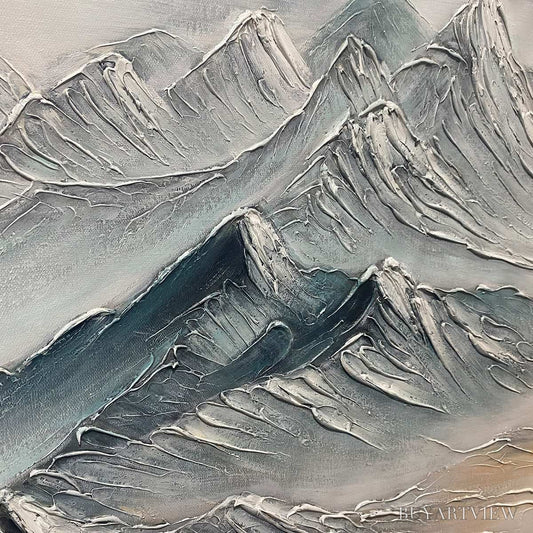 BUYARTVIEW Ready to Ship | Frozen Peaks – Textured Minimalist Mountain Landscape - image 2