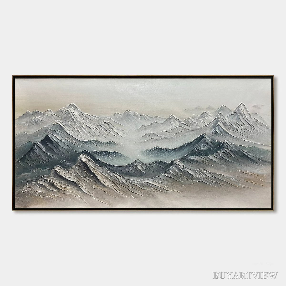 BUYARTVIEW Ready to Ship | Frozen Peaks – Textured Minimalist Mountain Landscape - image 3