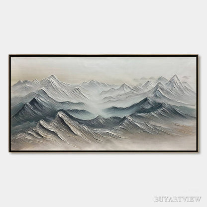 BUYARTVIEW Ready to Ship | Frozen Peaks – Textured Minimalist Mountain Landscape - image 3