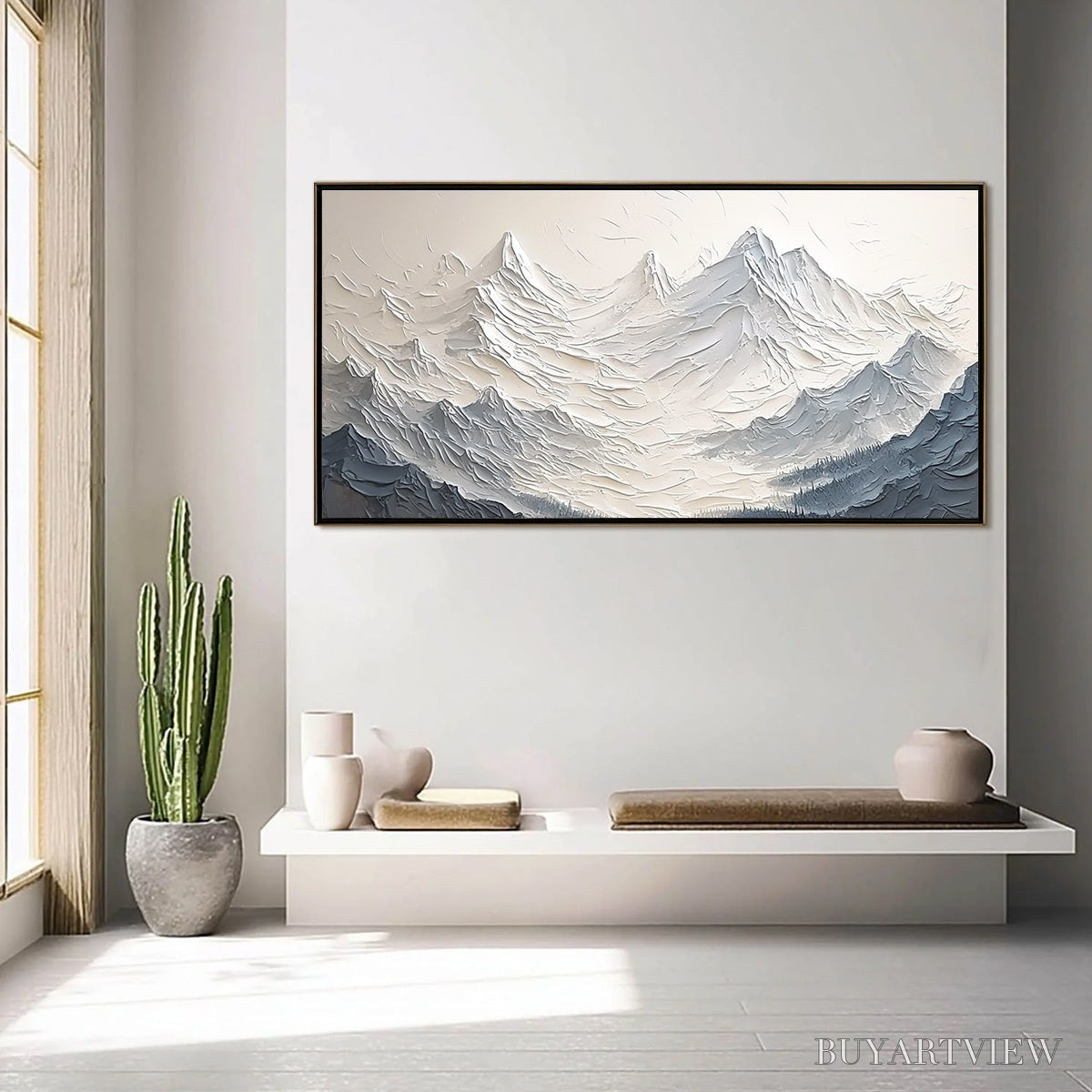 BUYARTVIEW Alpine Majesty – Textured Minimalist Mountain Painting - image 2