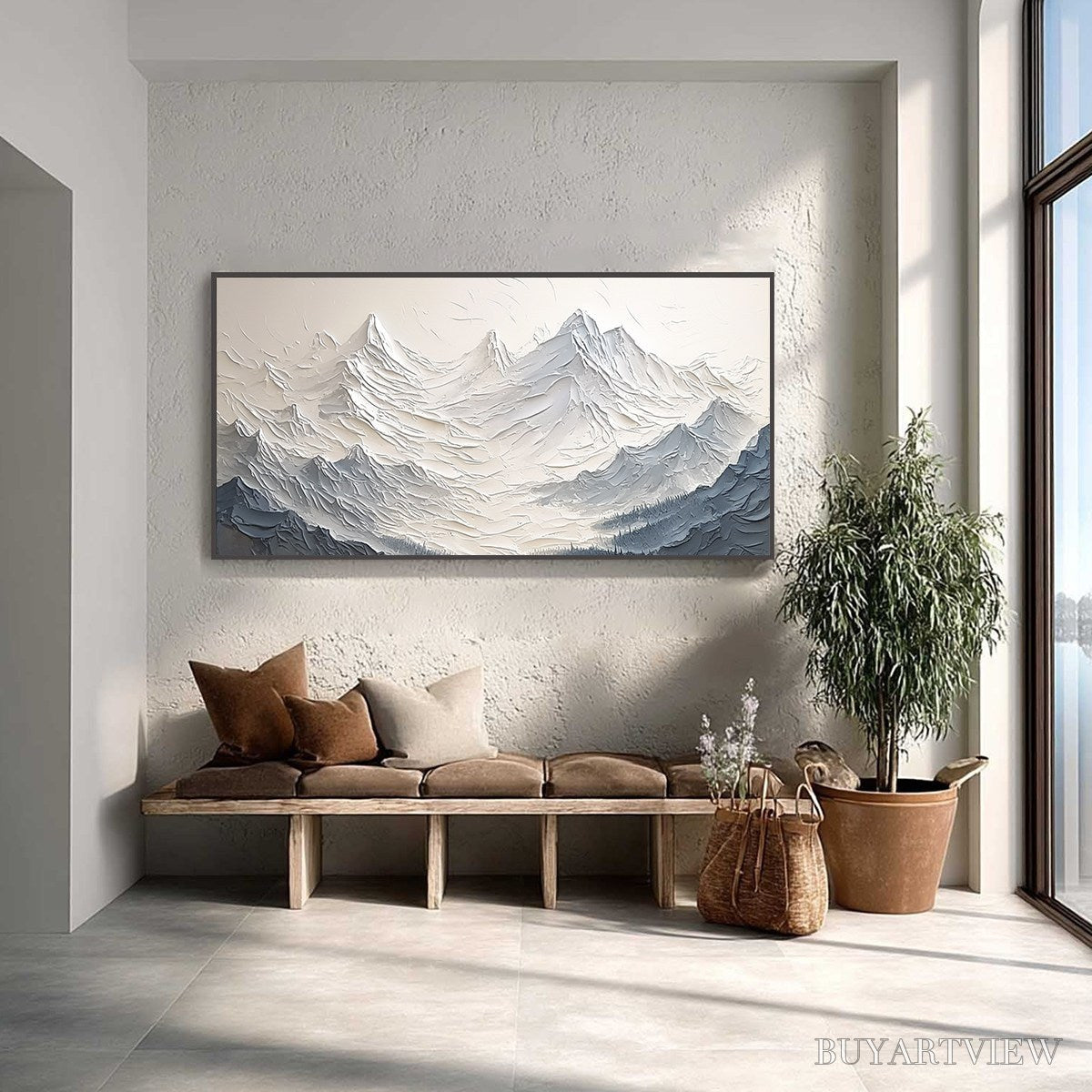 BUYARTVIEW Alpine Majesty – Textured Minimalist Mountain Painting - image 5