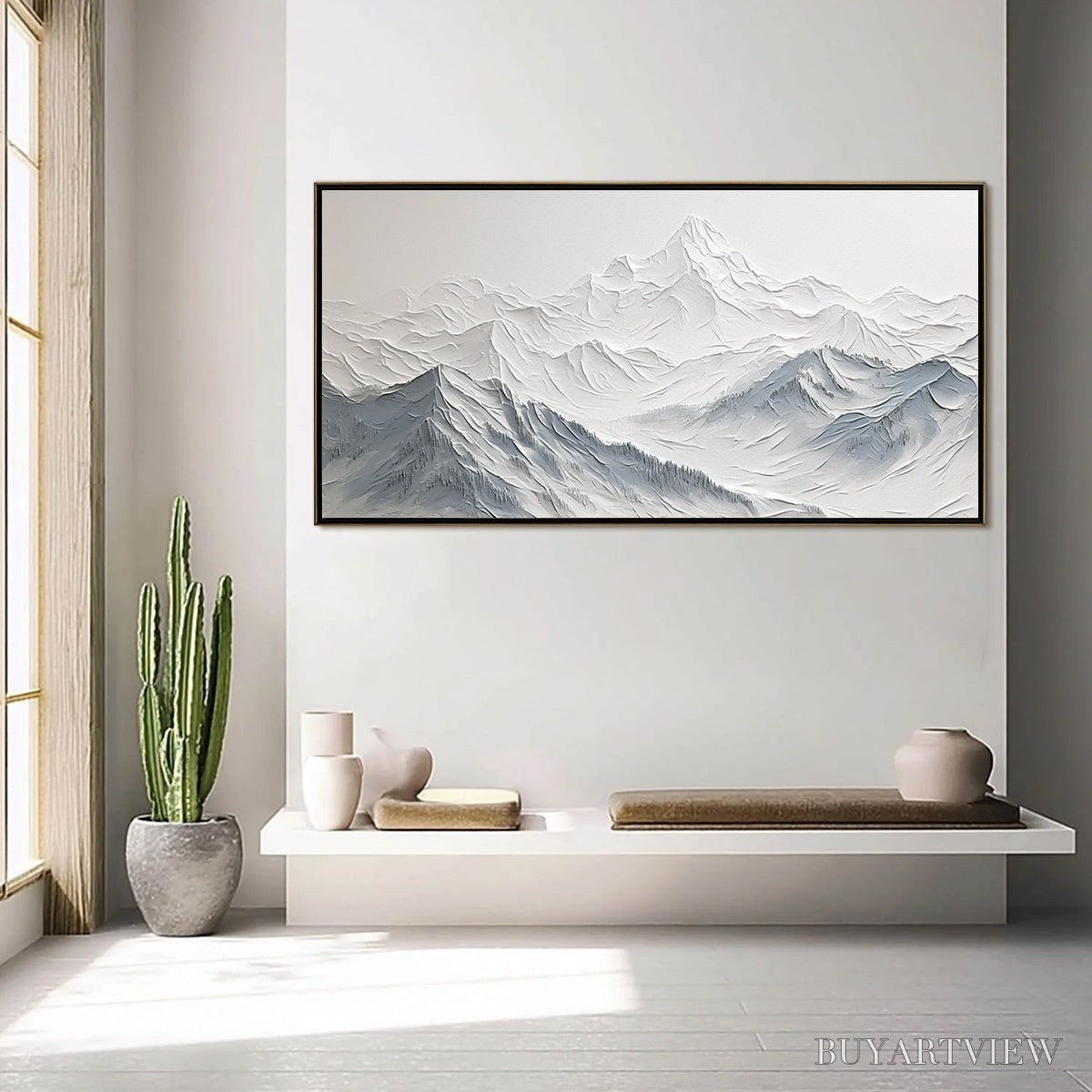 BUYARTVIEW Frozen Peaks – Textured Minimalist Mountain Landscape - image 2