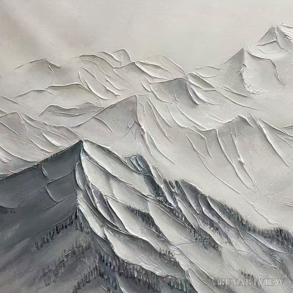 BUYARTVIEW Frozen Peaks – Textured Minimalist Mountain Landscape - image 3