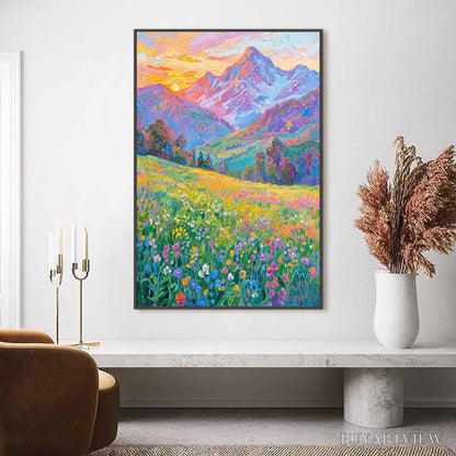 BUYARTVIEW Alpine Bloom – Impasto Colorful Mountain Landscape Painting - image 2