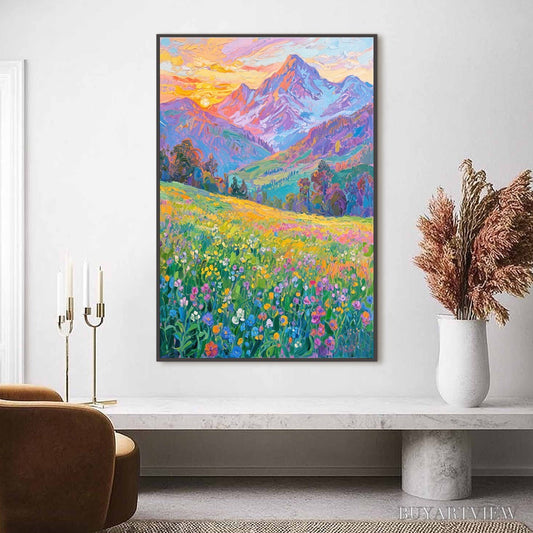 BUYARTVIEW Alpine Bloom – Impasto Colorful Mountain Landscape Painting - image 2
