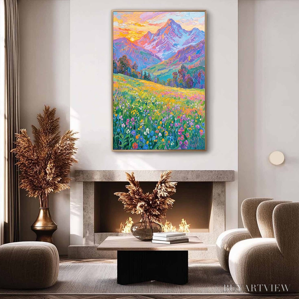 BUYARTVIEW Alpine Bloom – Impasto Colorful Mountain Landscape Painting - image 3