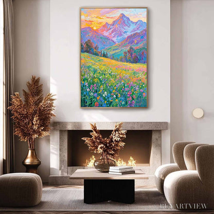 BUYARTVIEW Alpine Bloom – Impasto Colorful Mountain Landscape Painting - image 3