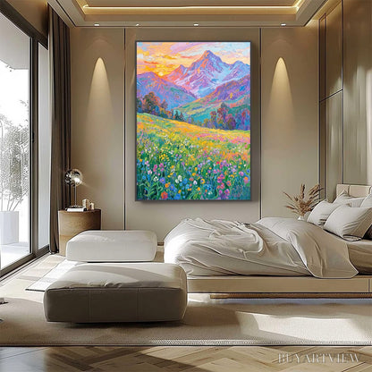BUYARTVIEW Alpine Bloom – Impasto Colorful Mountain Landscape Painting - image 4