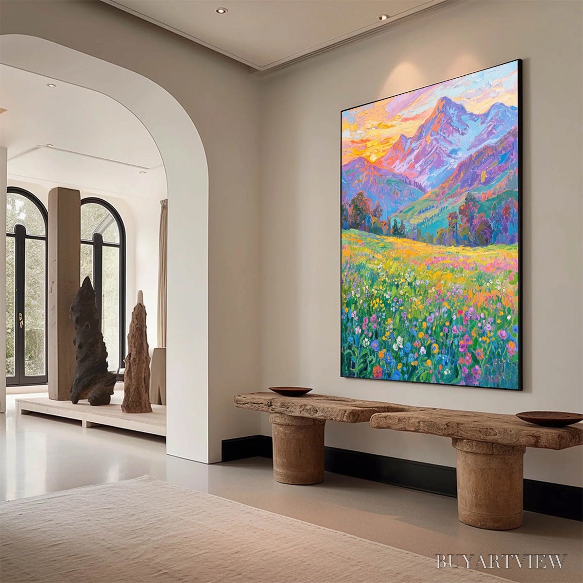 BUYARTVIEW Alpine Bloom – Impasto Colorful Mountain Landscape Painting - image 5