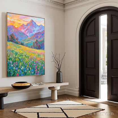 BUYARTVIEW Alpine Bloom – Impasto Colorful Mountain Landscape Painting - image 6