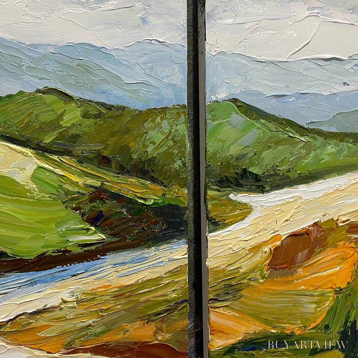 BUYARTVIEW River Valley Duet – Textured Landscape Diptych Painting - image 6