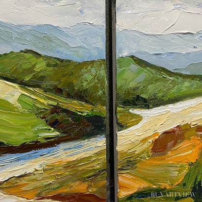 BUYARTVIEW River Valley Duet – Textured Landscape Diptych Painting - image 6