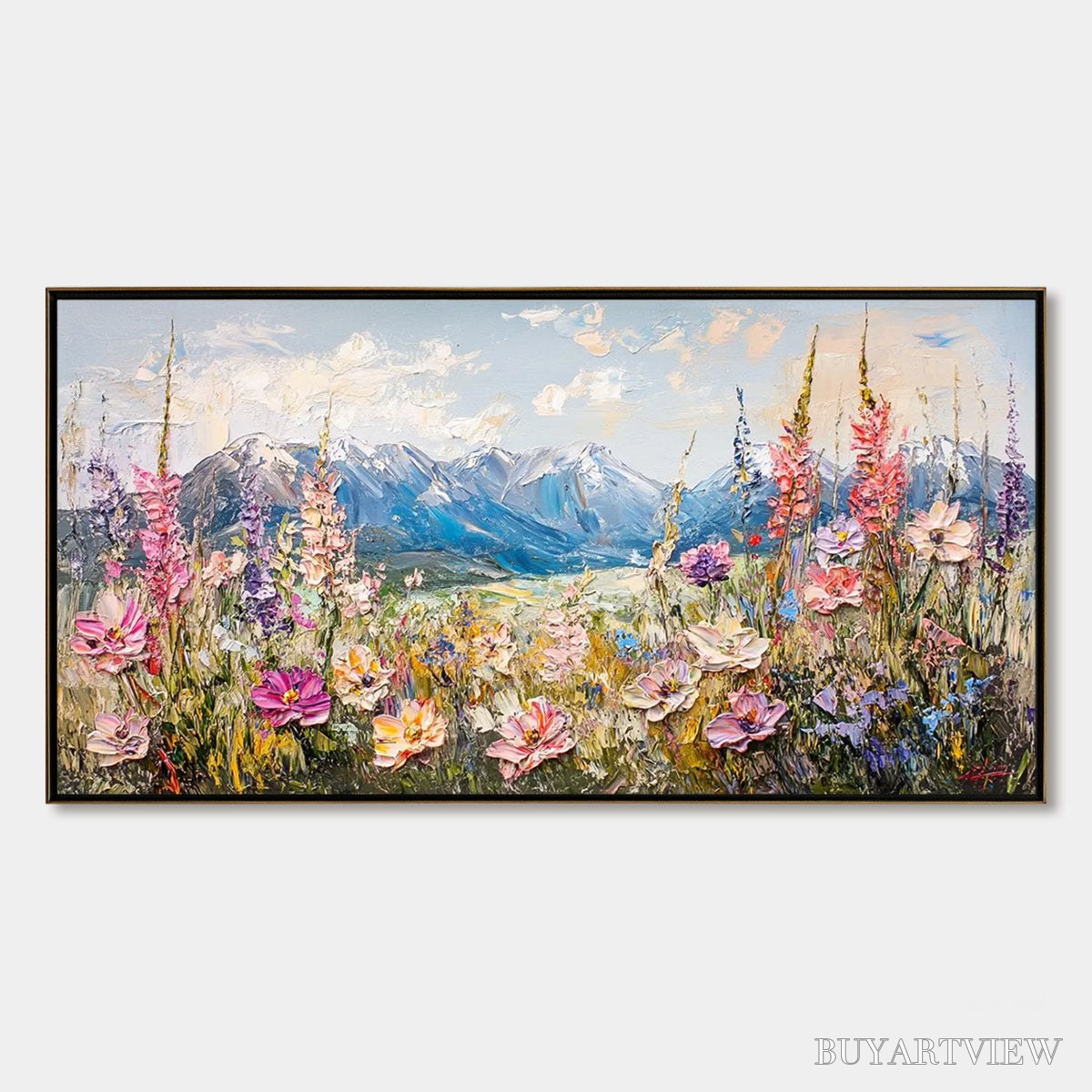 BUYARTVIEW Valley Blossom – Impasto Mountain Wildflower Painting - image 1