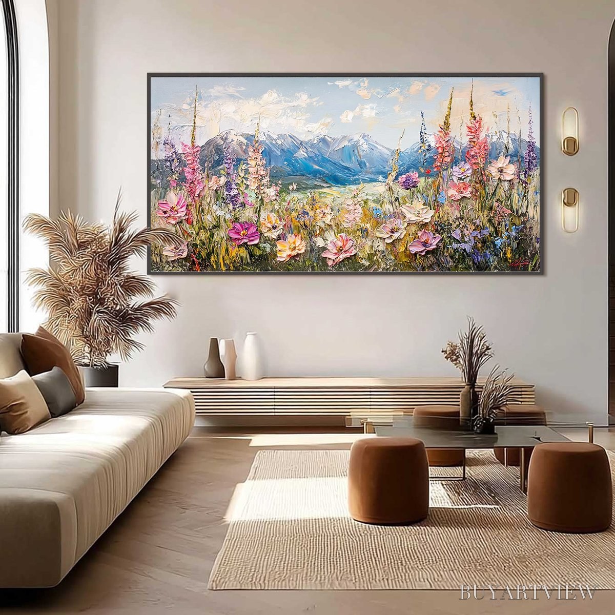 BUYARTVIEW Valley Blossom – Impasto Mountain Wildflower Painting - image 2
