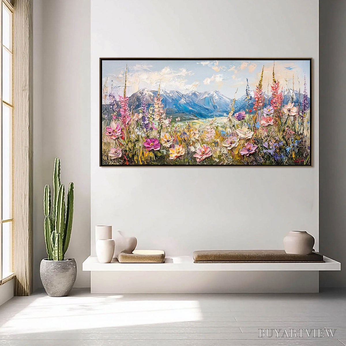 BUYARTVIEW Valley Blossom – Impasto Mountain Wildflower Painting - image 3