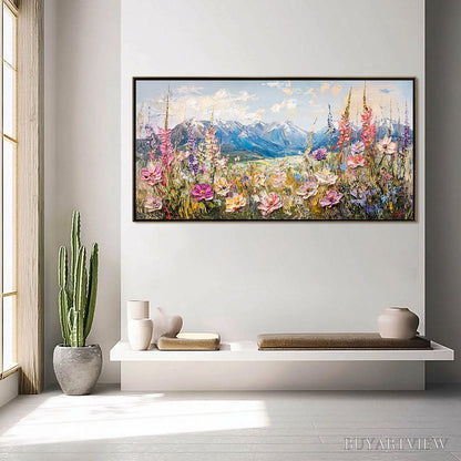 BUYARTVIEW Valley Blossom – Impasto Mountain Wildflower Painting - image 3