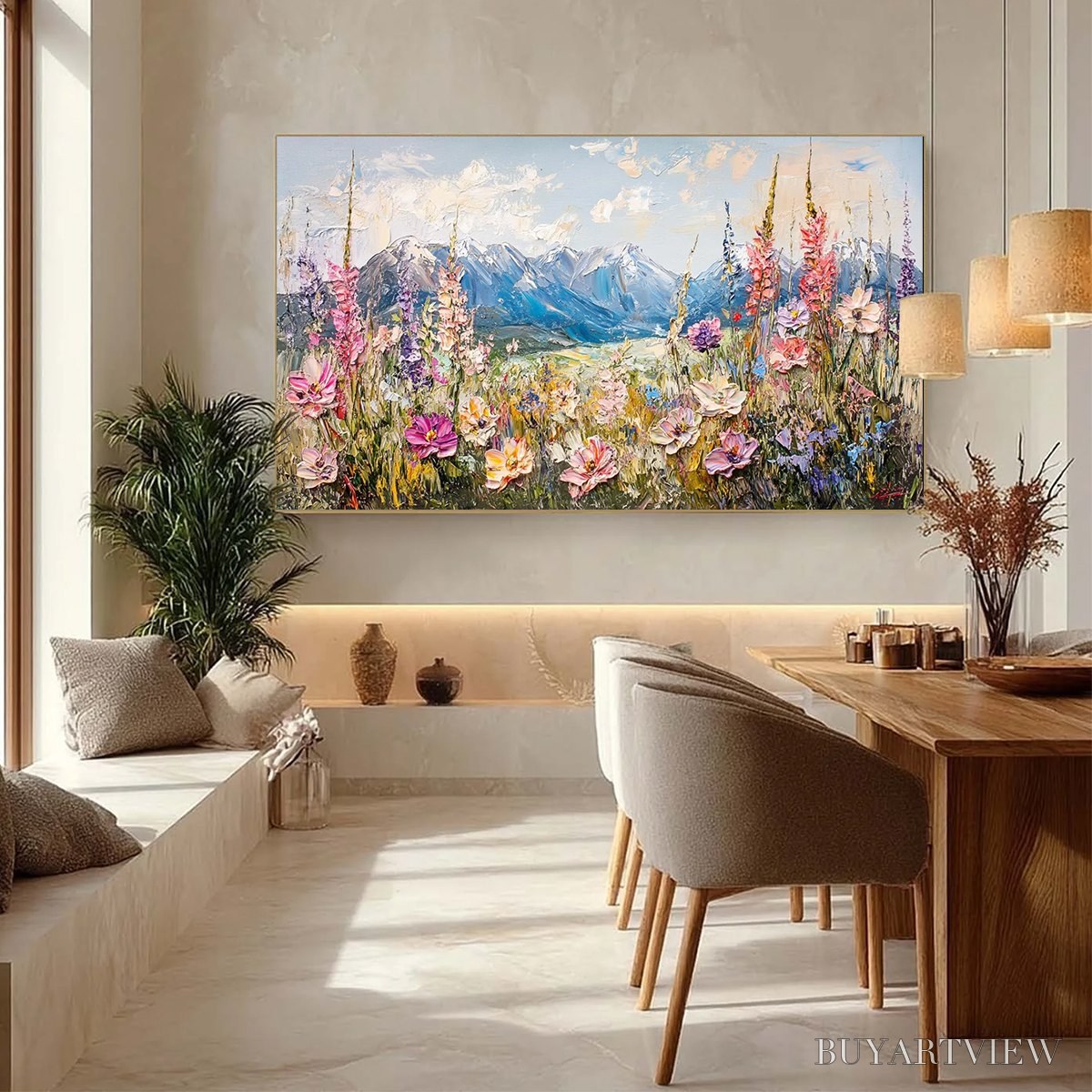 BUYARTVIEW Valley Blossom – Impasto Mountain Wildflower Painting - image 4