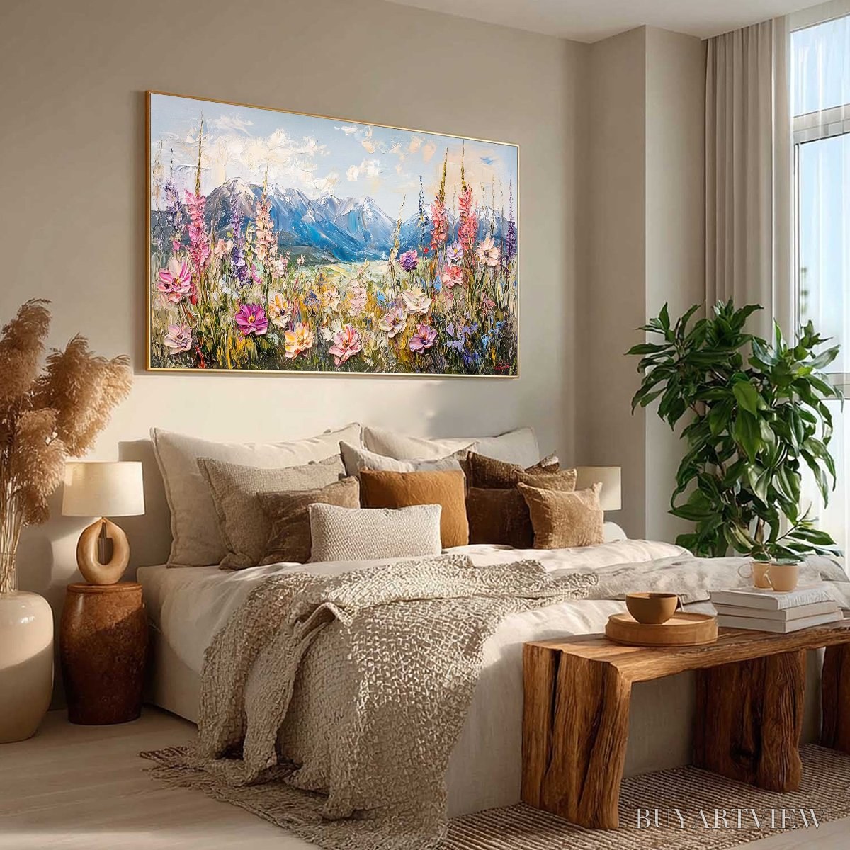 BUYARTVIEW Valley Blossom – Impasto Mountain Wildflower Painting - image 6