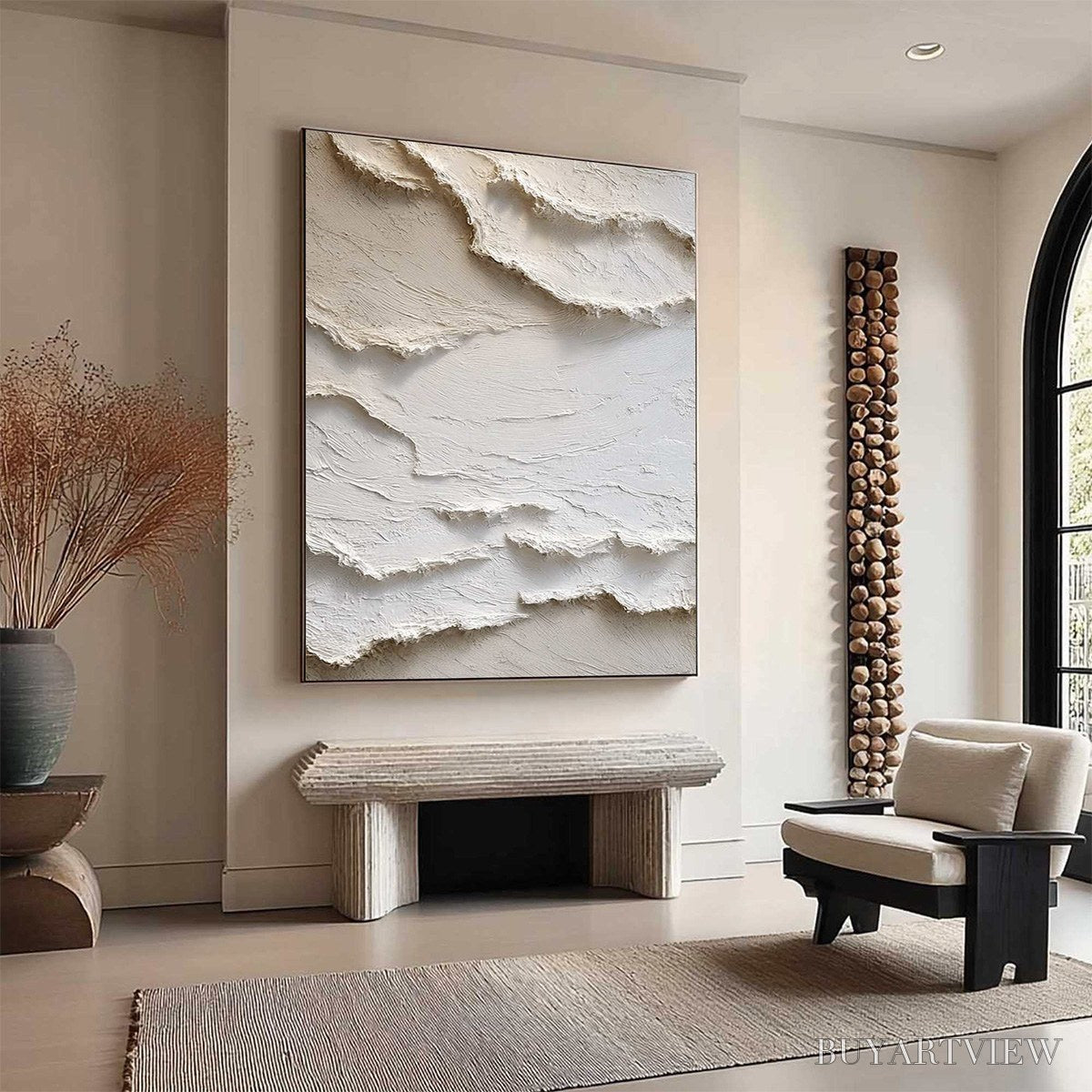 BUYARTVIEW Alpine Whispers – Textured White Abstract Oil Painting - image 5