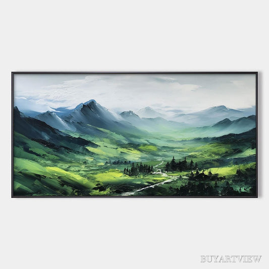 BUYARTVIEW Verdant Valley Vista – Textured Abstract Landscape Oil Painting - image 1
