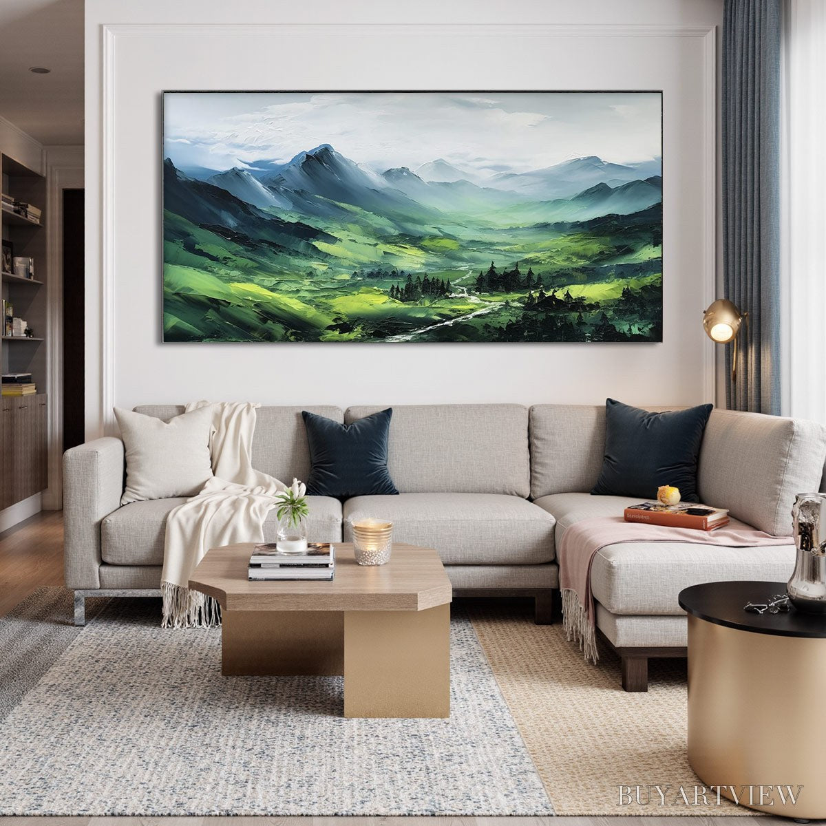 BUYARTVIEW Verdant Valley Vista – Textured Abstract Landscape Oil Painting - image 2