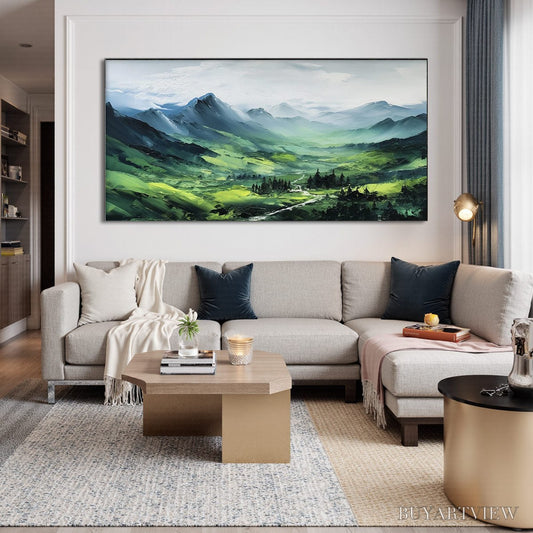 BUYARTVIEW Verdant Valley Vista – Textured Abstract Landscape Oil Painting - image 2