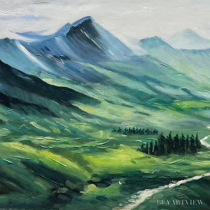 BUYARTVIEW Verdant Valley Vista – Textured Abstract Landscape Oil Painting - image 3