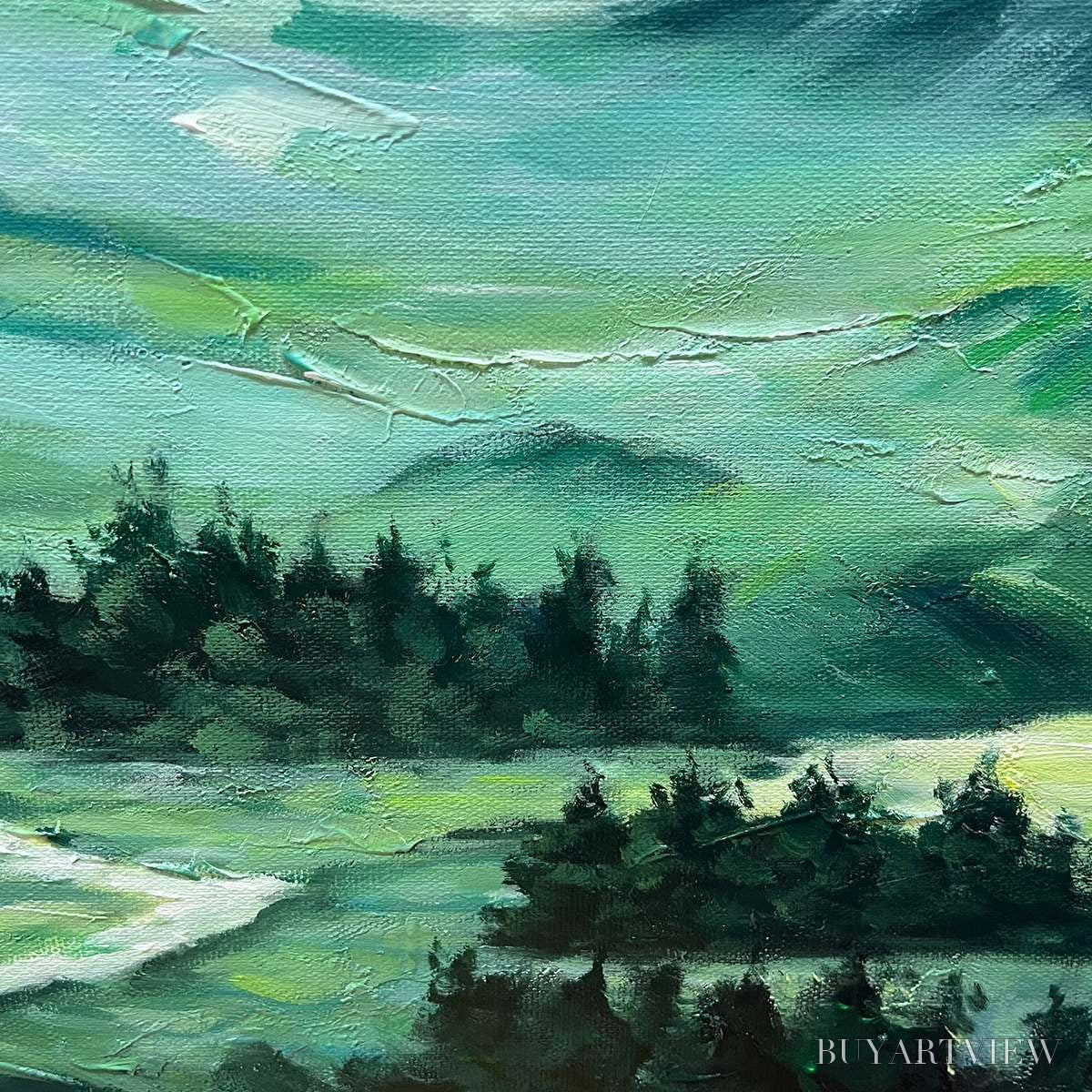 BUYARTVIEW Verdant Valley Vista – Textured Abstract Landscape Oil Painting - image 5