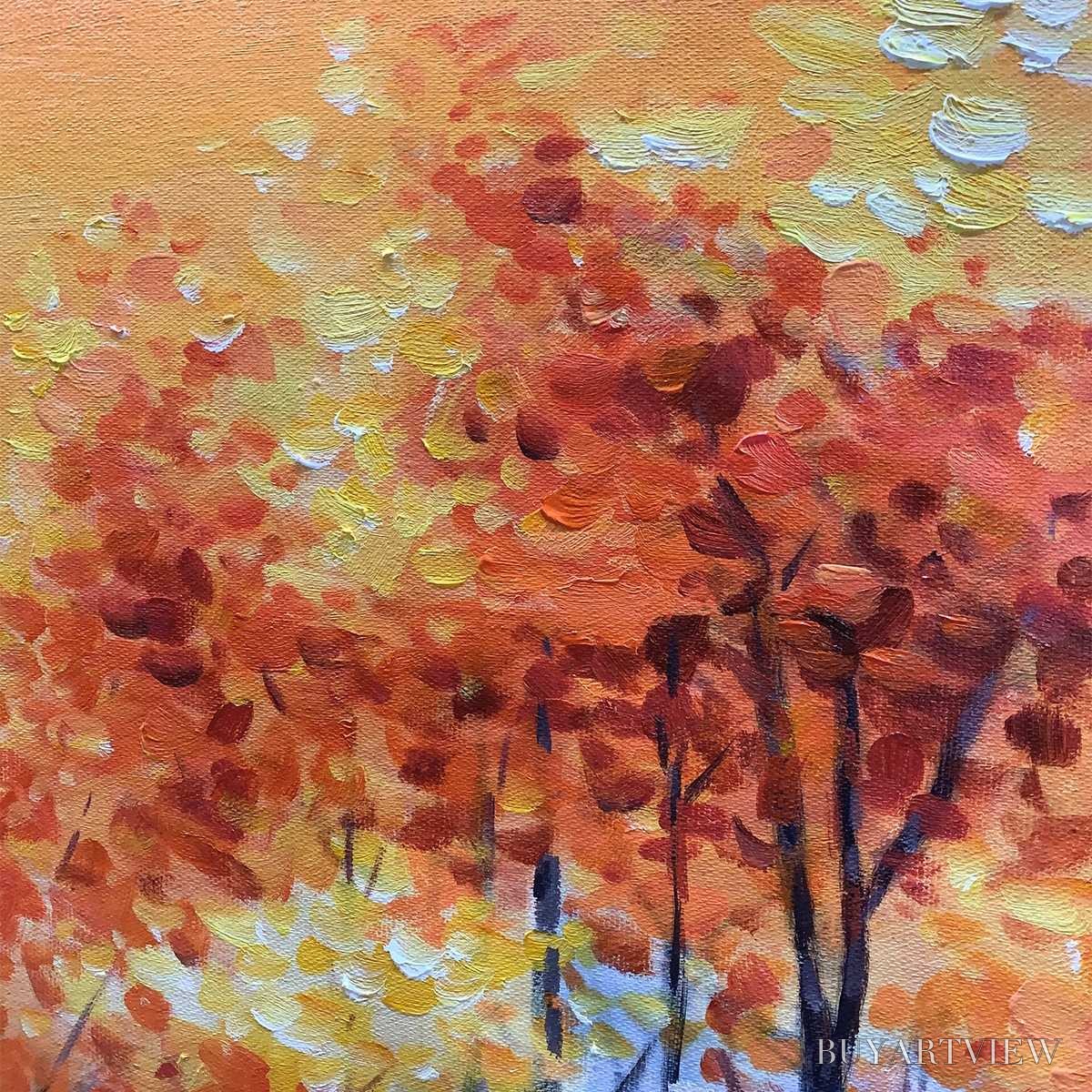 BUYARTVIEW Autumn Serenade – Tranquil Lake and Mountain Landscape Oil Painting - image 3