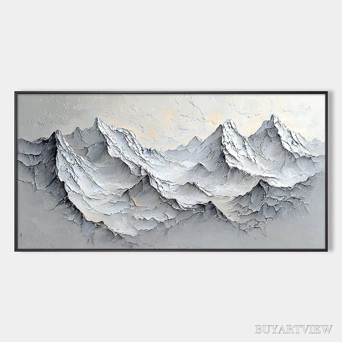 BUYARTVIEW Frozen Peaks – Textured Impasto Mountain Landscape Oil Painting - image 1