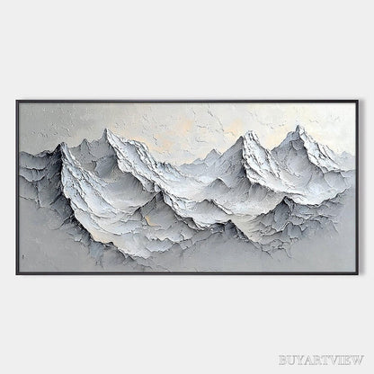 BUYARTVIEW Frozen Peaks – Textured Impasto Mountain Landscape Oil Painting - image 1