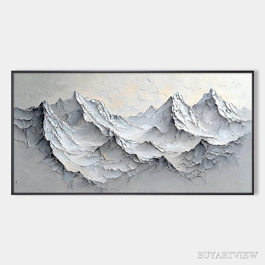 BUYARTVIEW Frozen Peaks – Textured Impasto Mountain Landscape Oil Painting - image 1