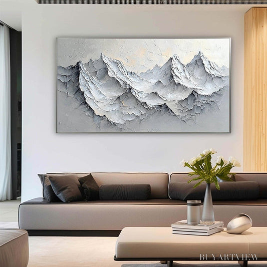 BUYARTVIEW Frozen Peaks – Textured Impasto Mountain Landscape Oil Painting - image 2