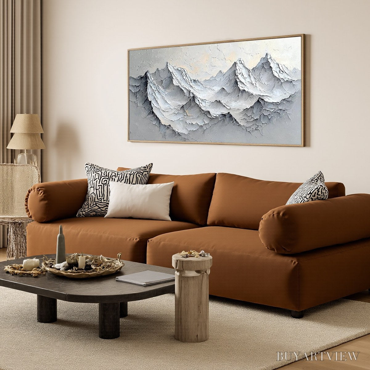 BUYARTVIEW Frozen Peaks – Textured Impasto Mountain Landscape Oil Painting - image 4