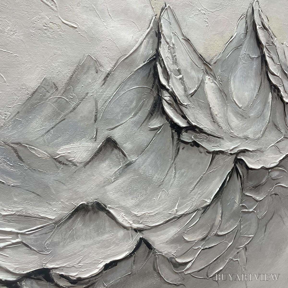 BUYARTVIEW Frozen Peaks – Textured Impasto Mountain Landscape Oil Painting - image 5