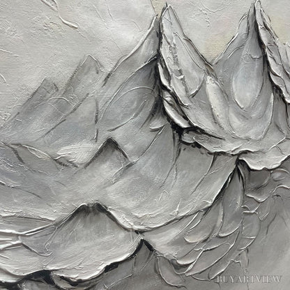 BUYARTVIEW Frozen Peaks – Textured Impasto Mountain Landscape Oil Painting - image 5